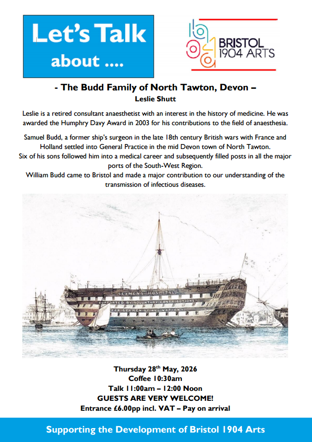 Image of poster for the Bristol 1904 Arts talk entitled: 