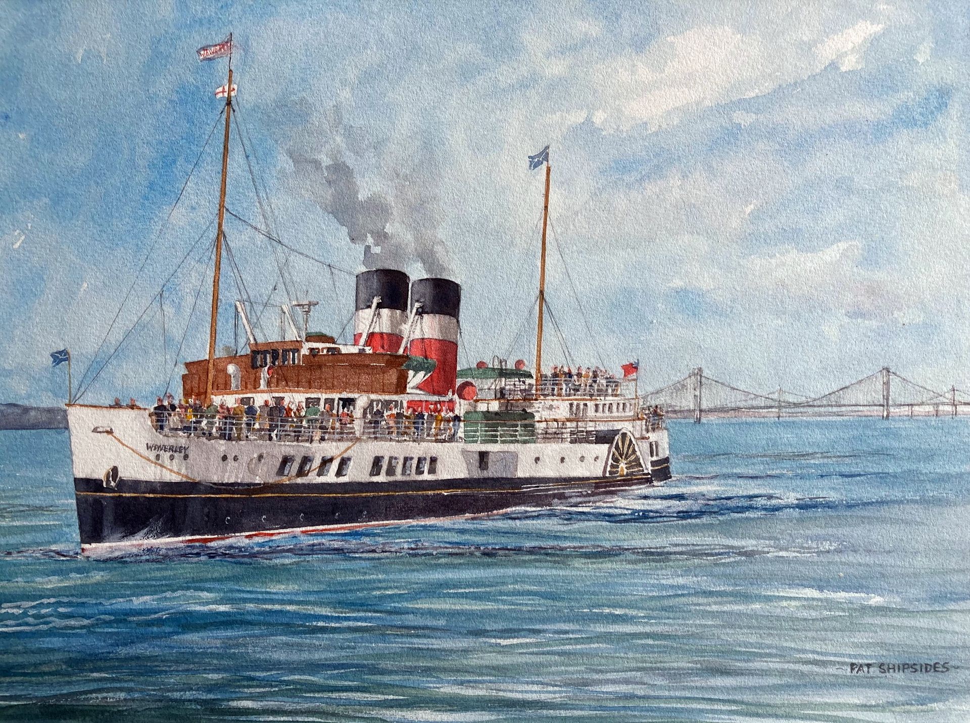 P. S. Waverley near the Severn Bridges Exhibition Painting.