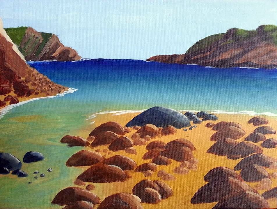 Rocky Beach Exhibition Painting.