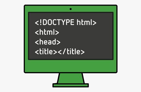 green computer with html