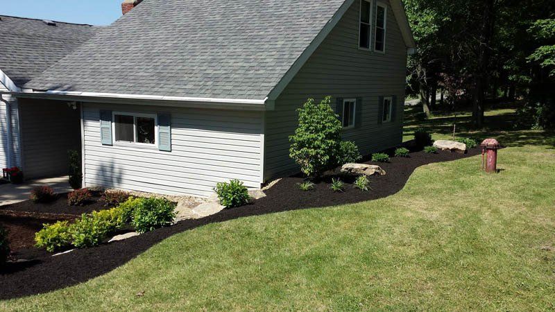 A house with a large lawn and a fire hydrant in front of it.