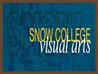 The logo for snow college visual arts is on a blue background.