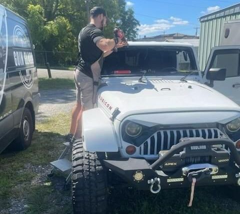 Jeep Wrangler Windshield Being Replaced in Winston-Salem, NC