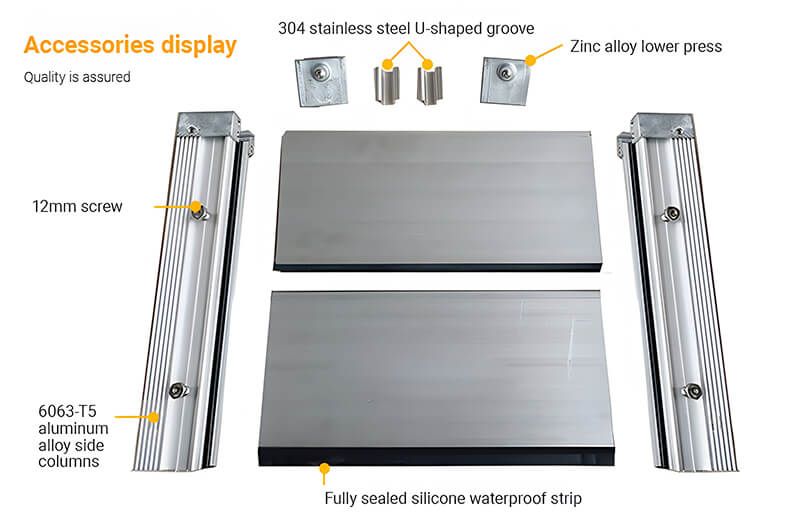 A picture of a stainless steel accessories display