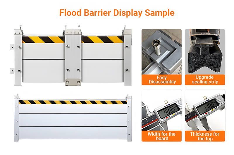 A picture of a flood barrier display sample.