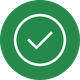 Cerchio verde con segno di spunta bianco, che indica completamento o approvazione.
