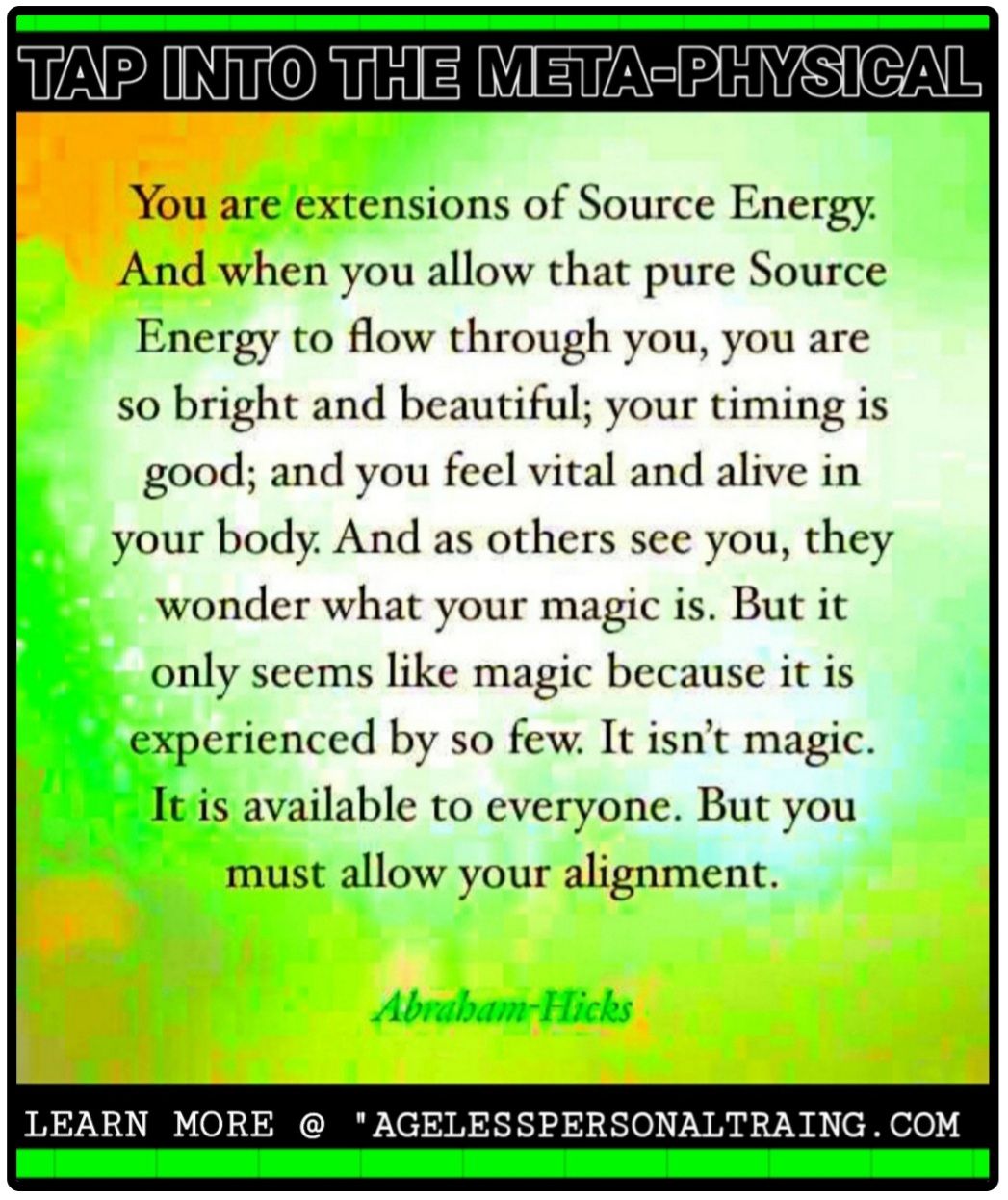 A poster that says tap into the meta-physical on it