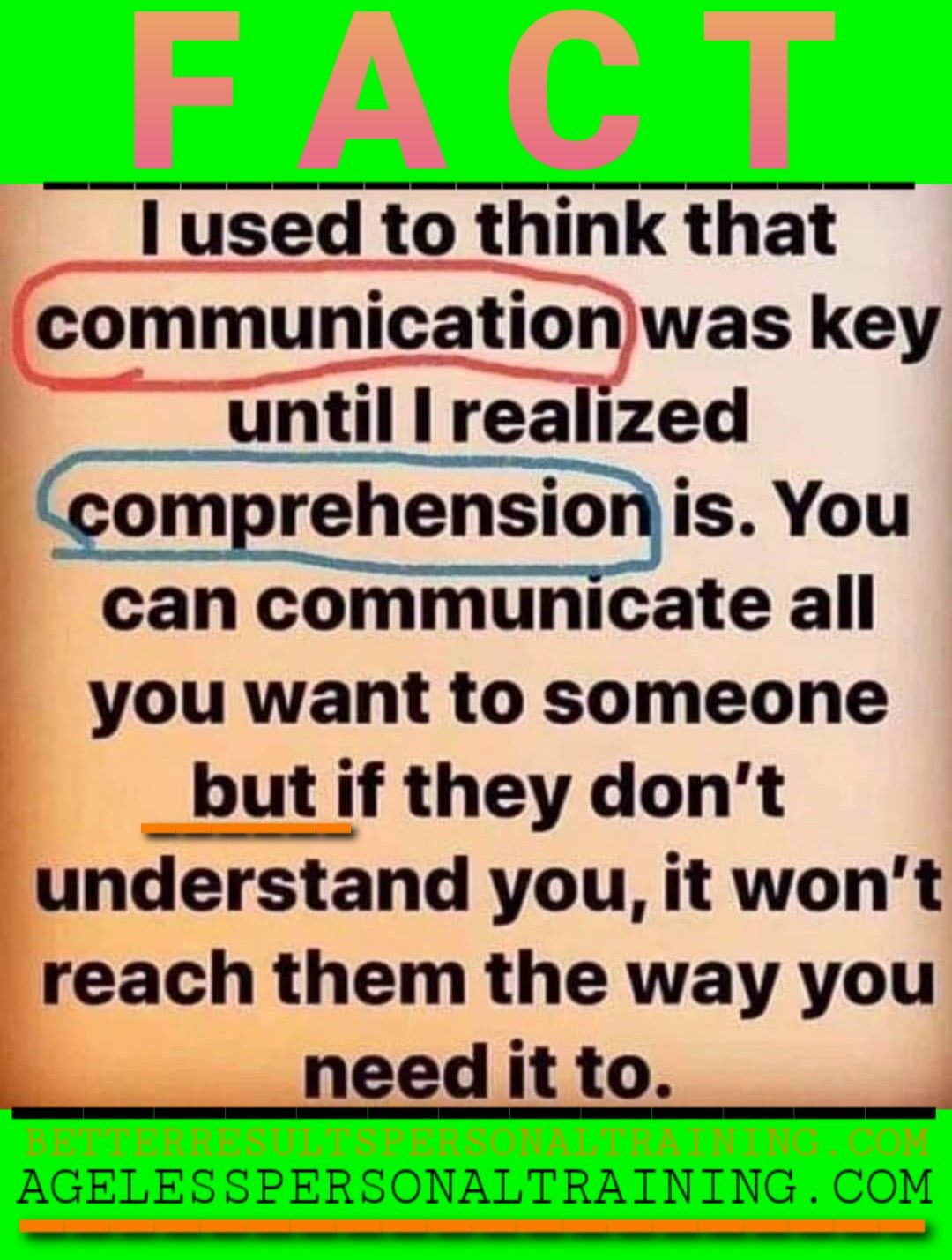 A poster that says i used to think that communication was key until i realized comprehension is