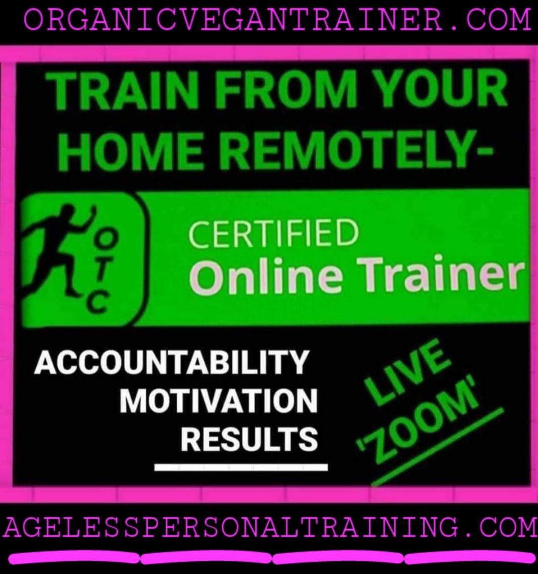 A sign that says train from your home remotely certified online trainer