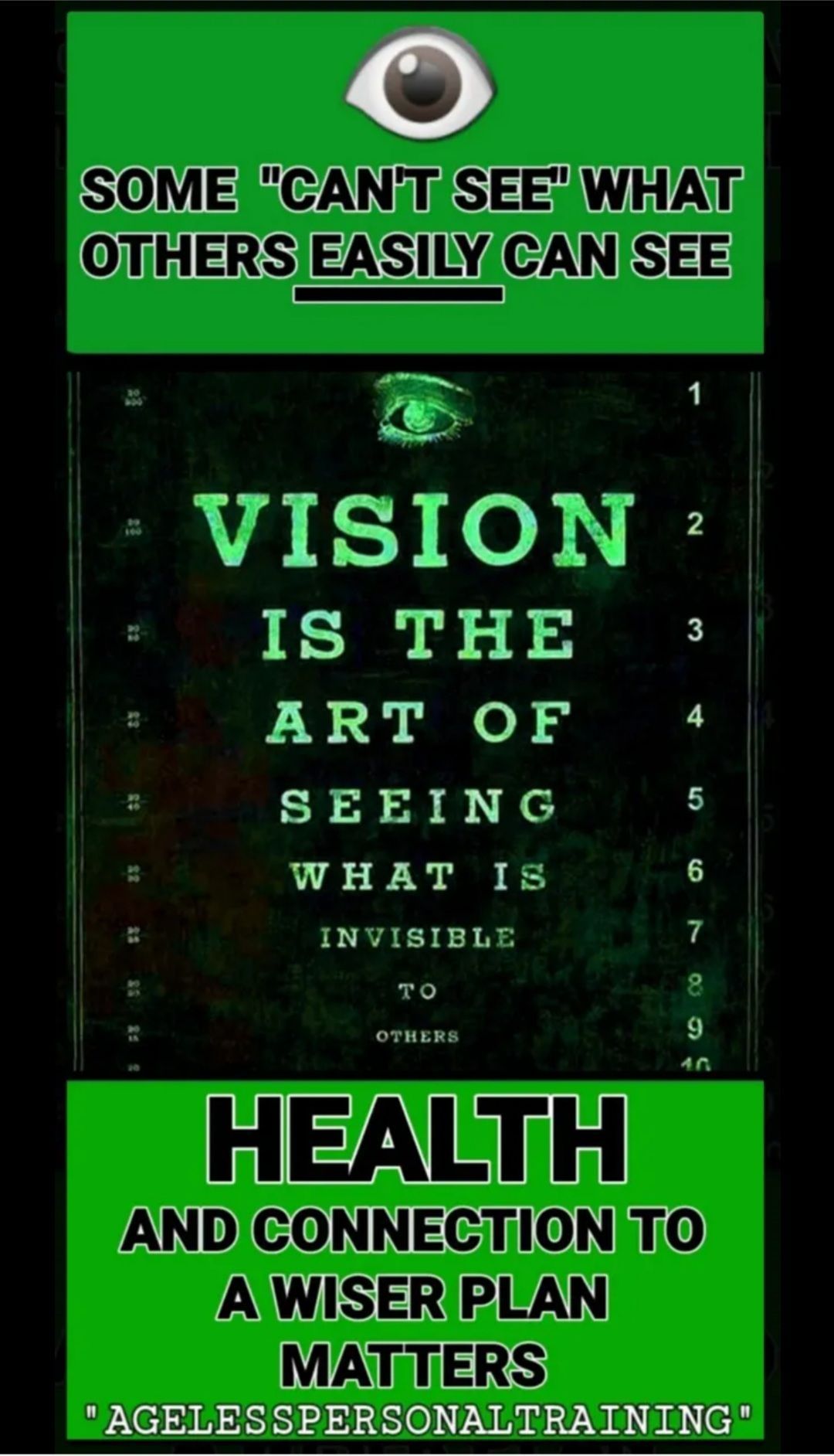 A poster that says vision is the art of seeing what is invisible