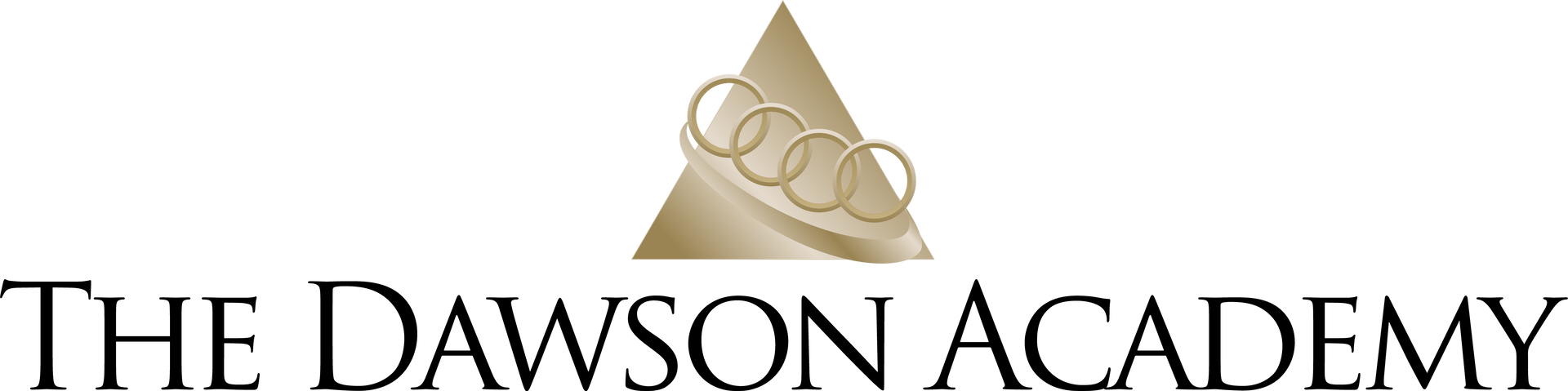 A logo for the dawson academy with a triangle and rings