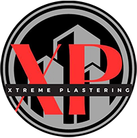 A circular logo featuring red