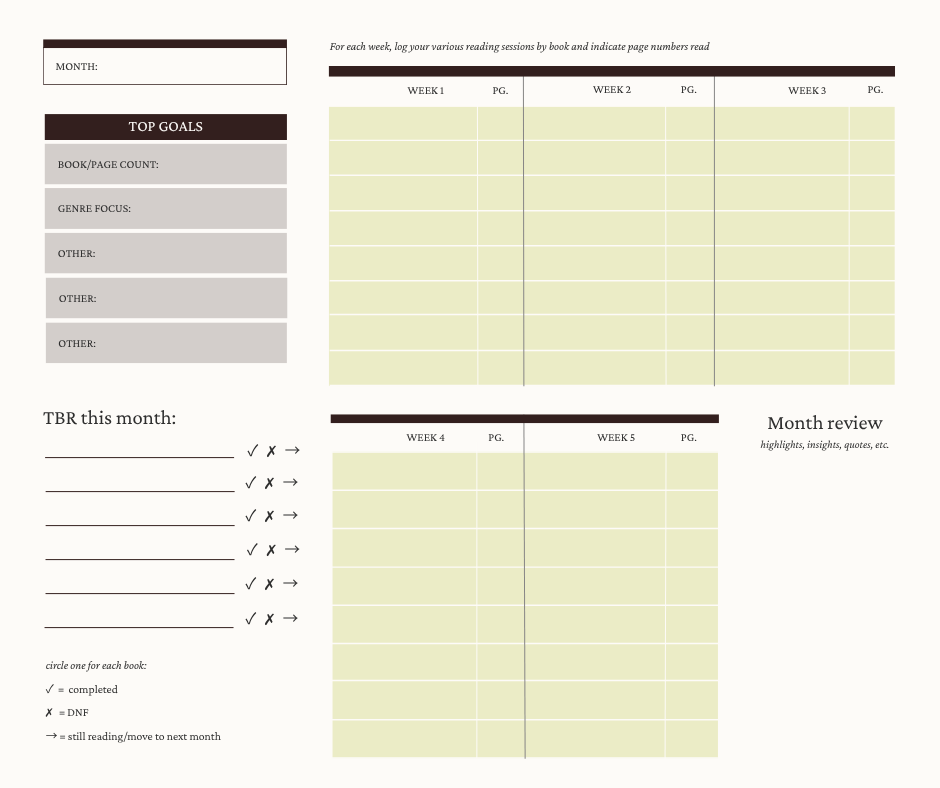 BTP Monthly Reading Tracker