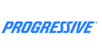 The logo for progressive is blue and white on a white background.