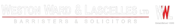 Logo of Weston Ward & Lascelles Ltd, Barristers & Solicitors, with a red 