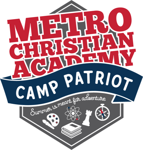 A logo for the metro christian academy camp patriot