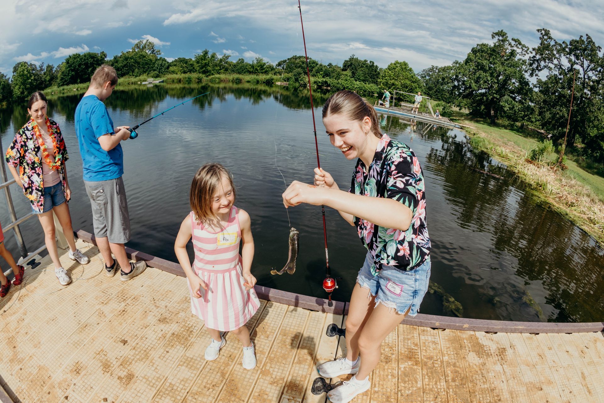 Catching fish at Middle Lake