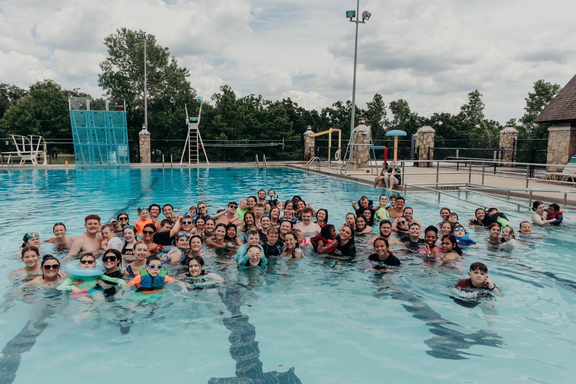 Hope's Crossing campers and staff in the pool