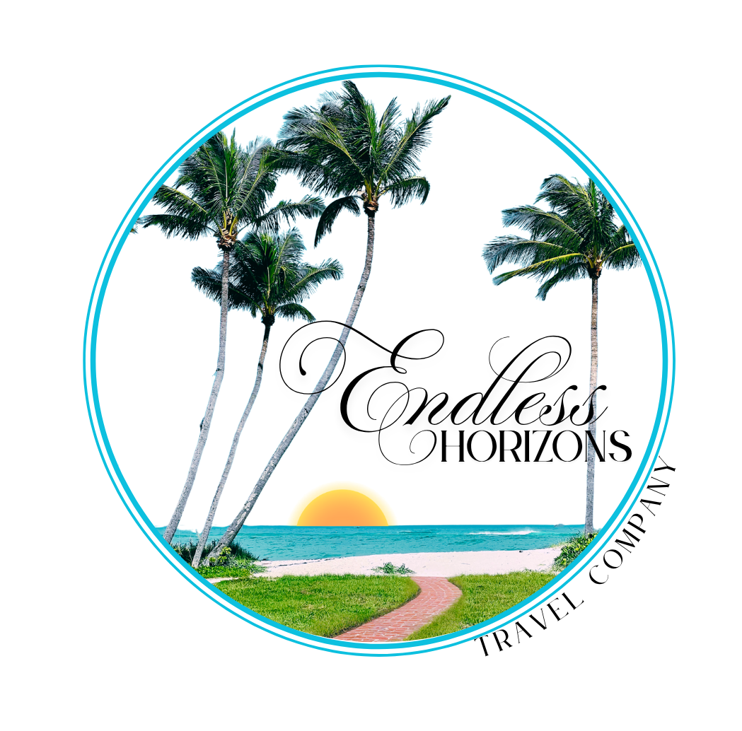Palm trees on a beach with the words