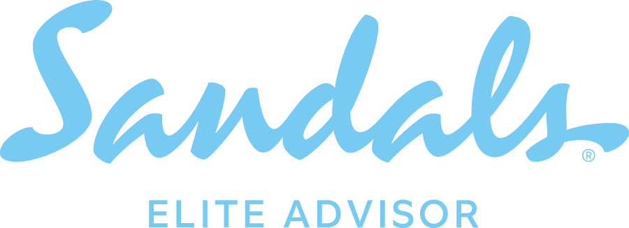Sandals Elite Advisor logo in light blue.