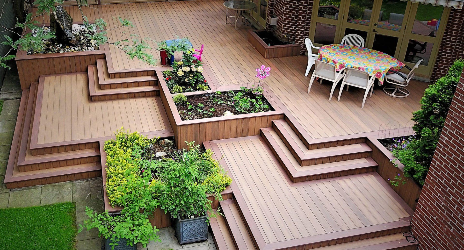 outside wooden deck from a bird eye view