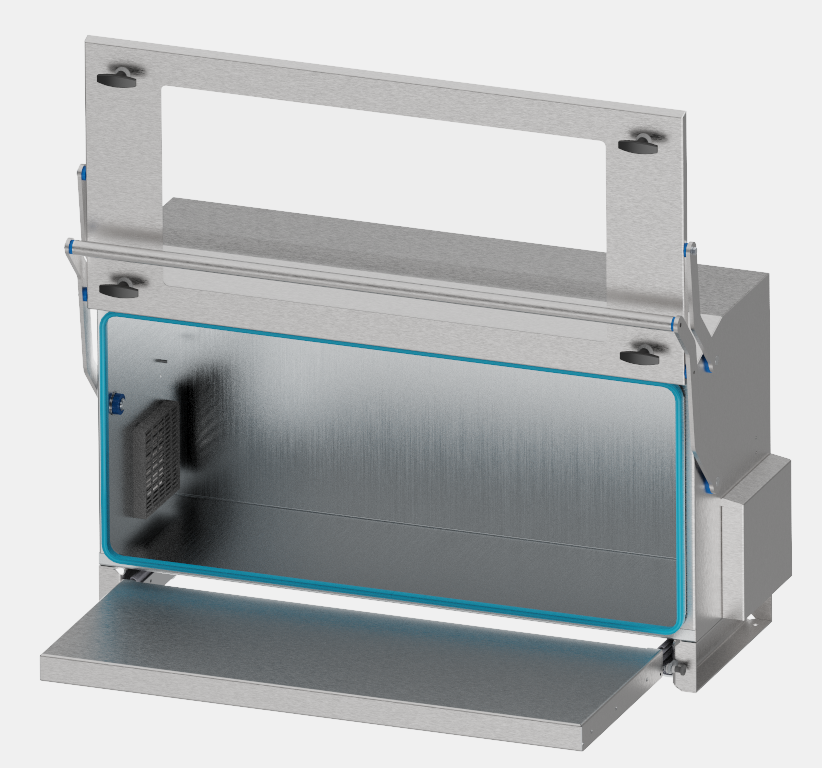RVS kast op maat met werkblad en liftdeur