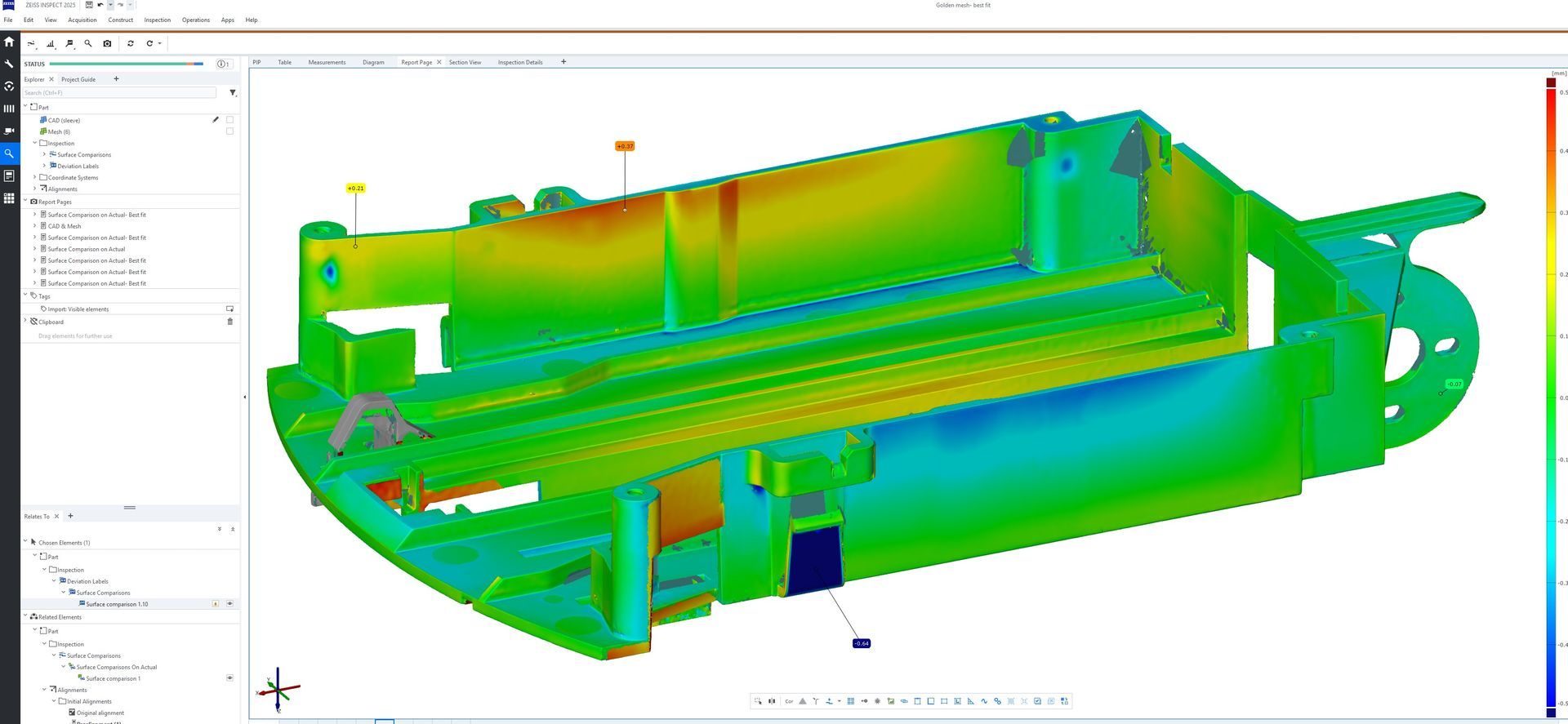 Controle van 3D scan met het nominale 3D model