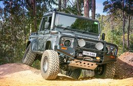 land rover defender with offroad accesories