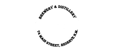 A black and white logo for a brewery and distillery