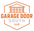 Garage Door South LLC logo with orange garage and hexagon outline, gray “SOUTH” text