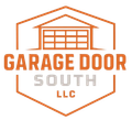 Garage Door South LLC logo with orange garage and hexagon outline, gray “SOUTH” text