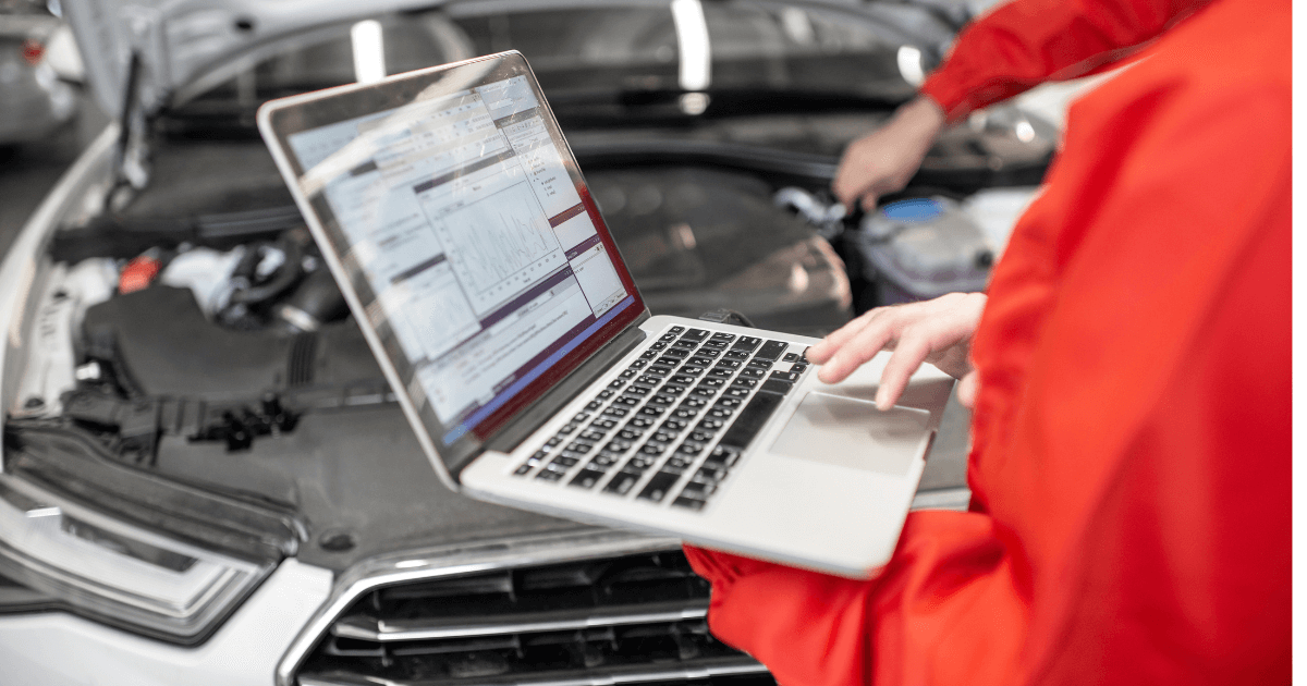 a mechanic doing a car diagnostic evaluation
