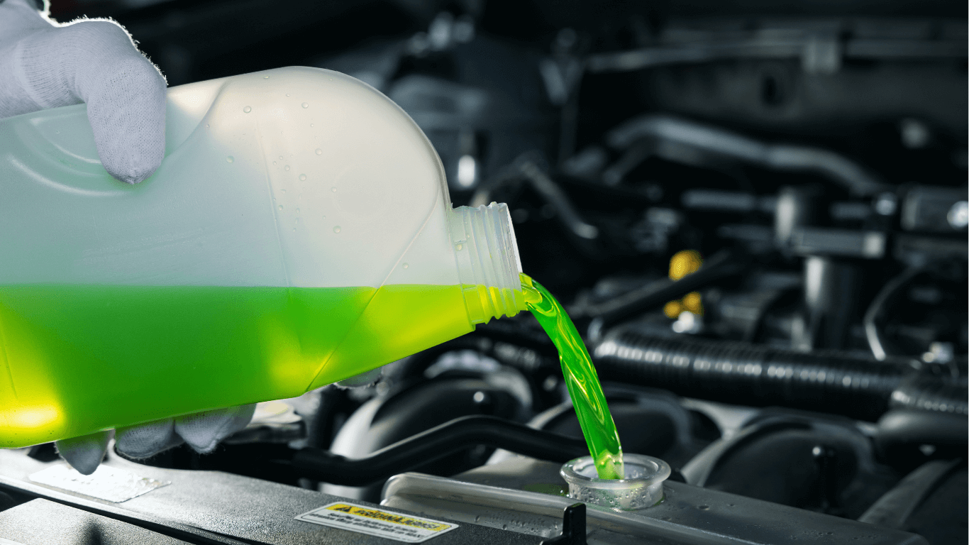 a mechanic adding radiator fluid