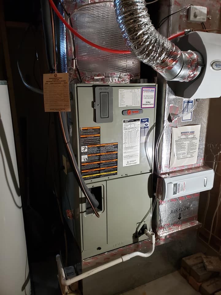 A picture of a heating and cooling system in a house.