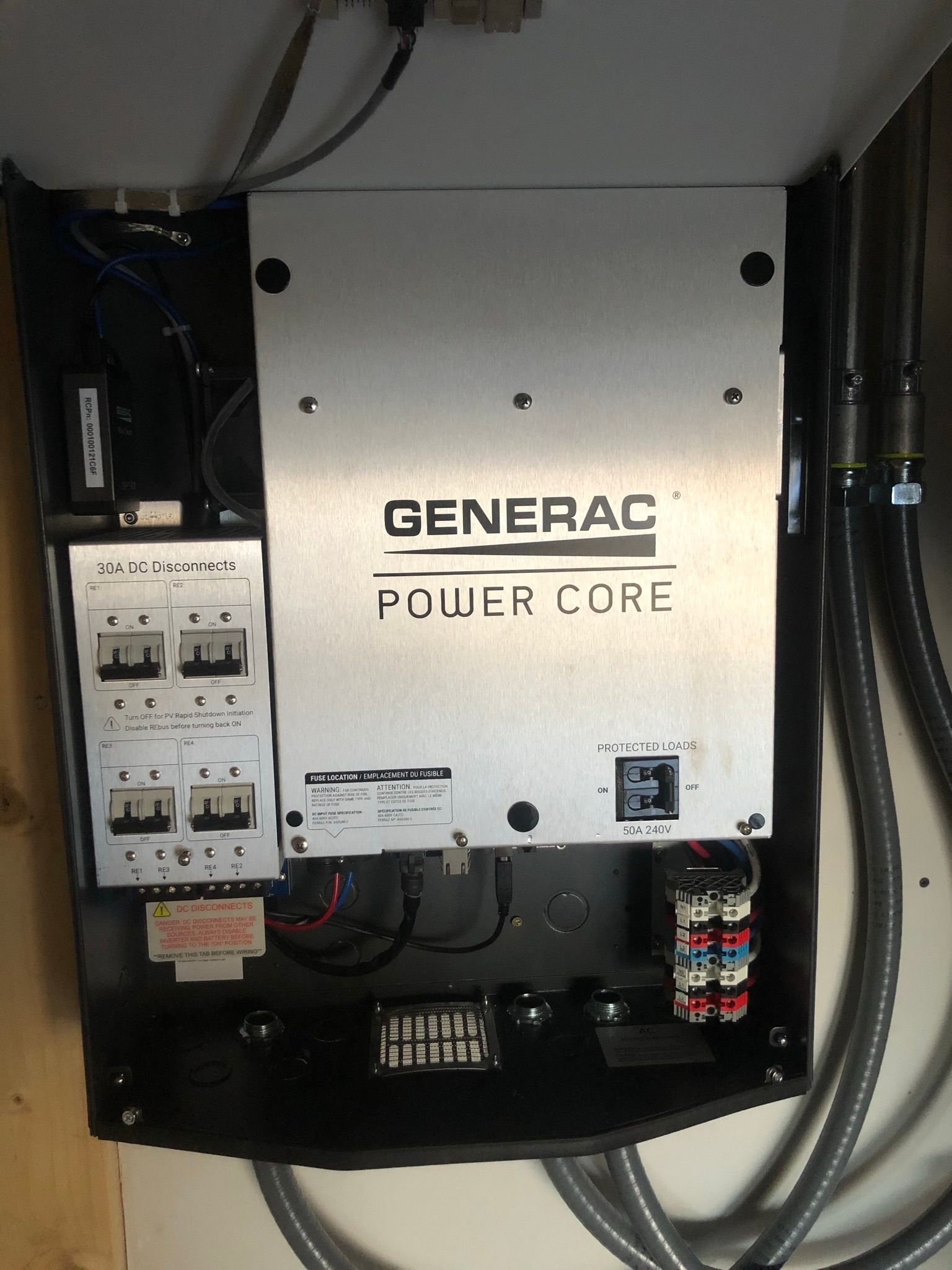 The inside of a box that says generac power core