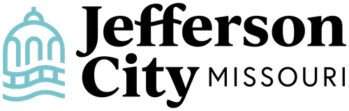 The logo for jefferson city missouri is blue and black.