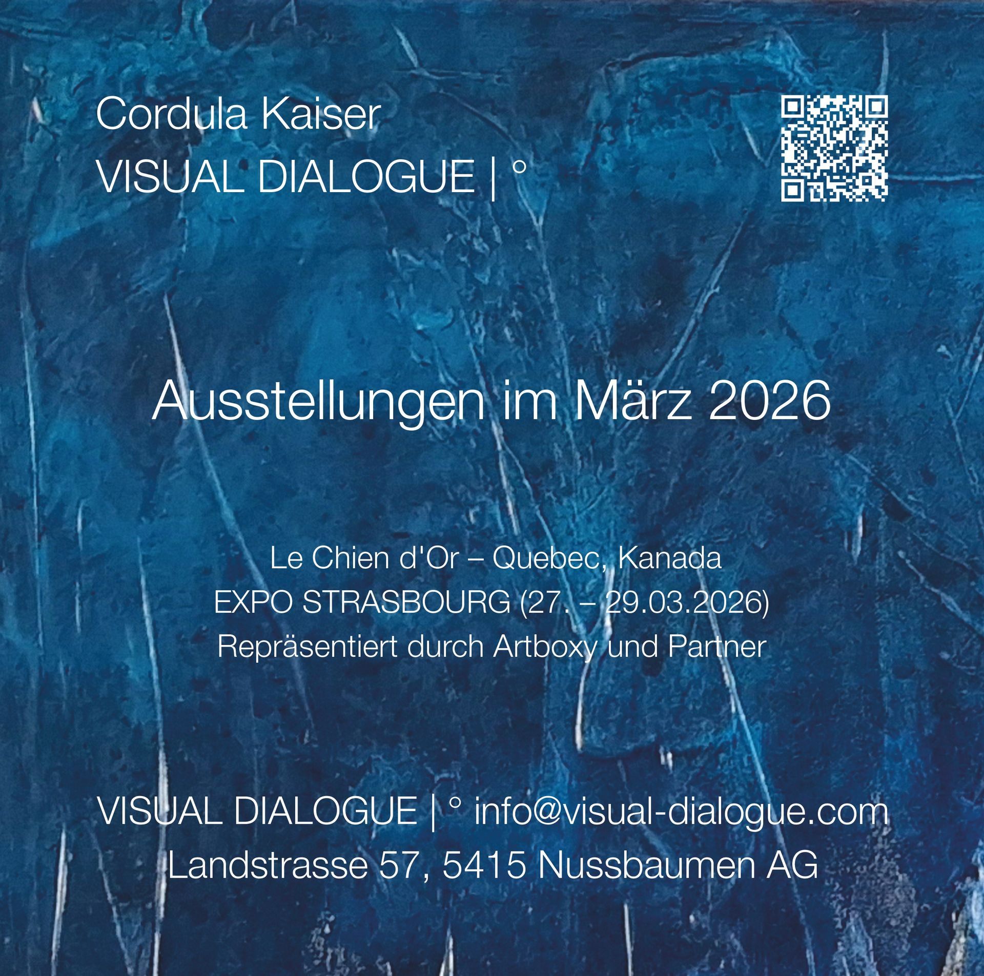 CORDULA KAISER: VISUAL DIALOGUE | ° Ausstellungen März 2026 CORDULA KAISER: VISUAL DIALOGUE | ° Ausstellungen März 2026