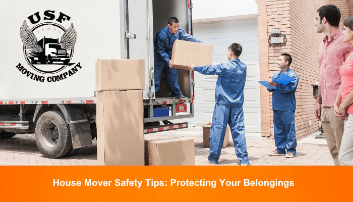 House mover from USF Moving Company using proper techniques to lift heavy furniture.