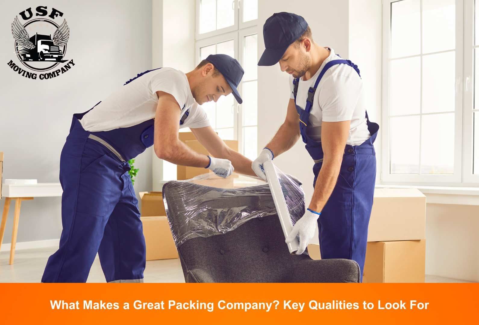 USF Moving Company team efficiently packing boxes for a move, showcasing expert packing services.