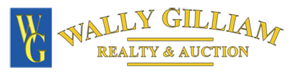 A logo for wally gillian realty and auction