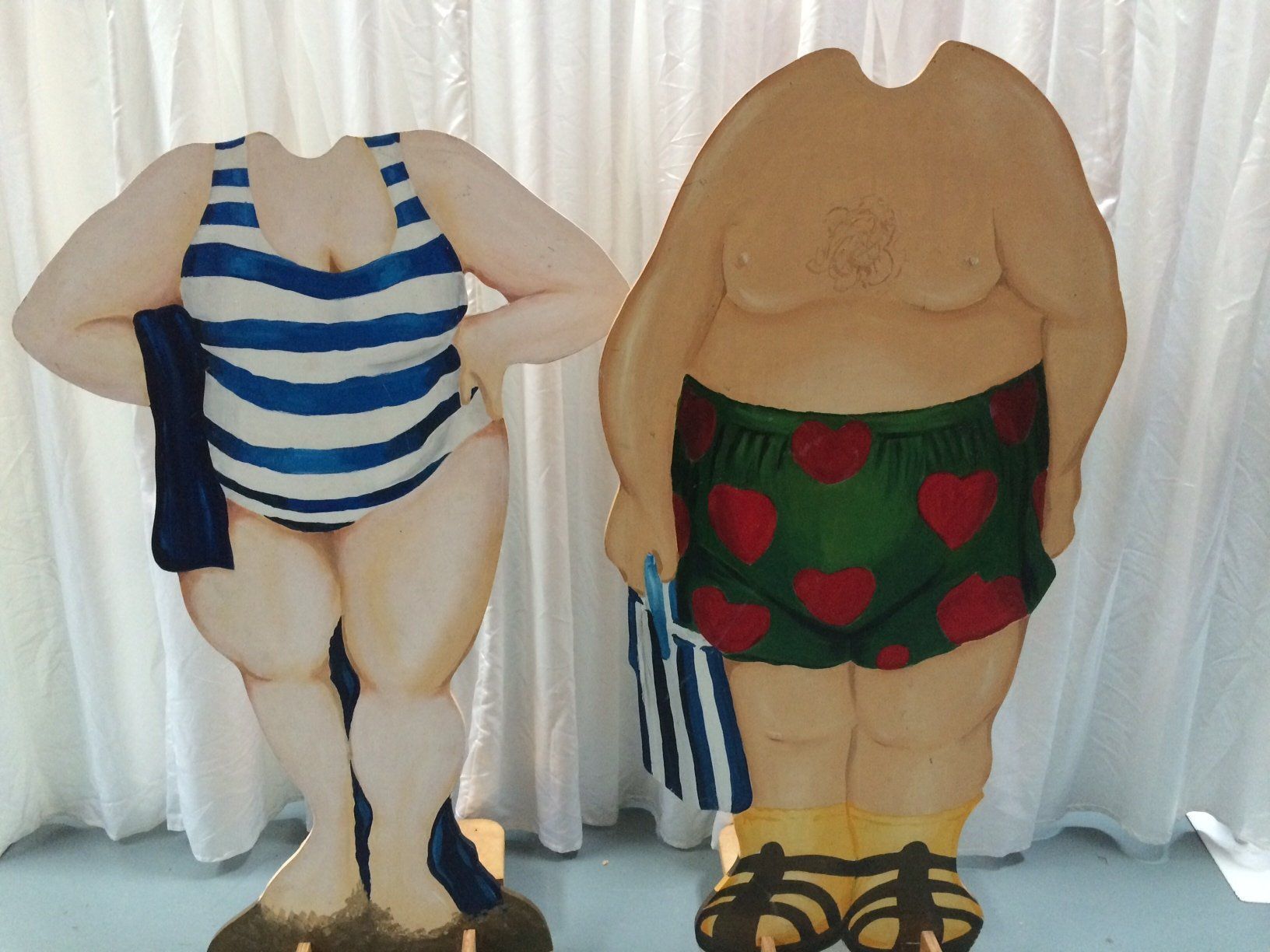 Beach Man & Beach woman Photo props, Wooden $50each, 1.5m x 0.8m