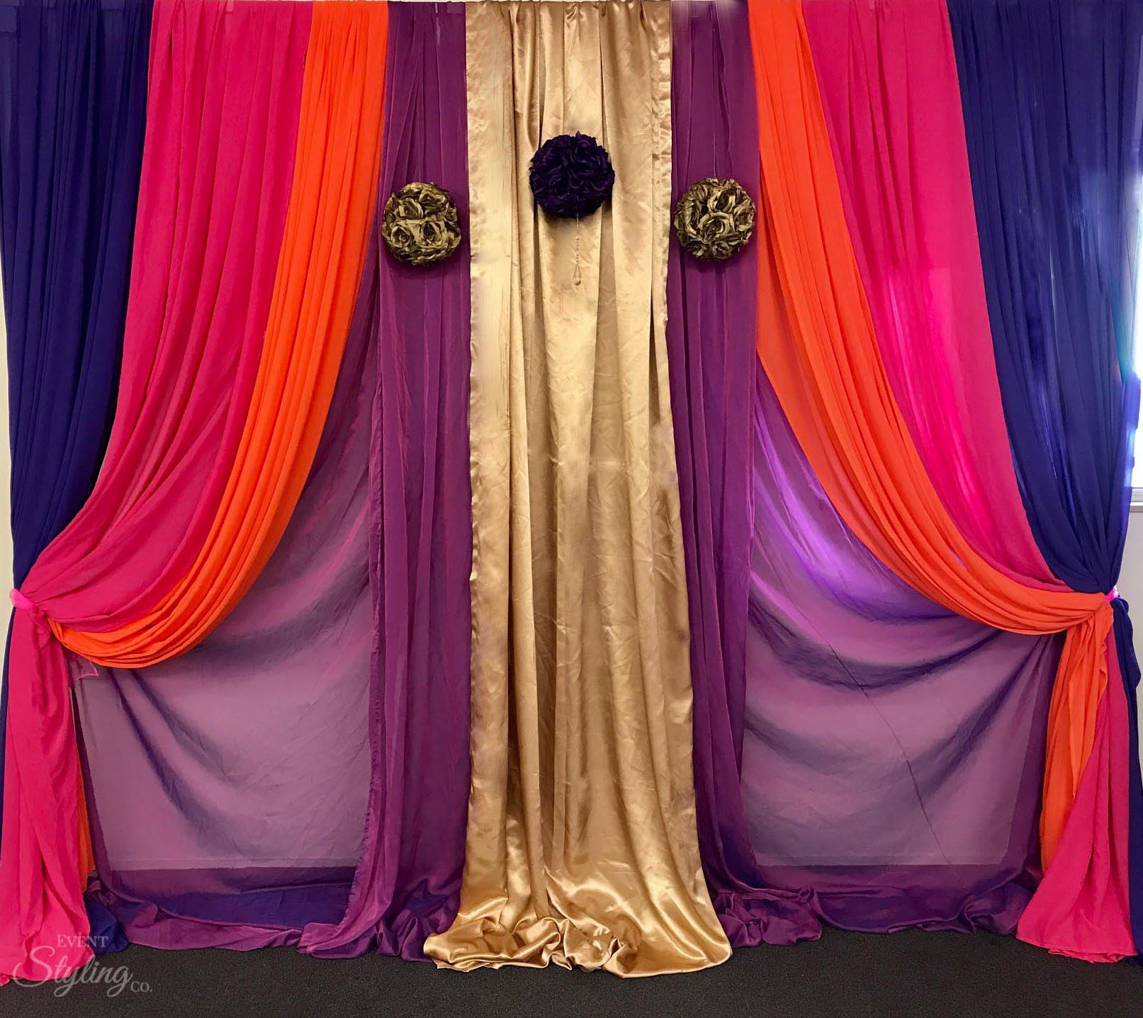 Bespoke coloured wall draping backdrop