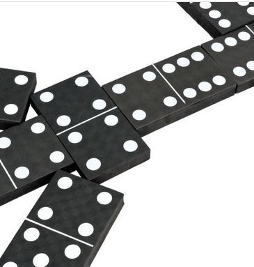 Large Foam Dominoes hire price $35 set incl gst.Each foam domino is 17.5cmH x 10cmW x 2.5 thick, Full set includes 28 double-six dominoes.