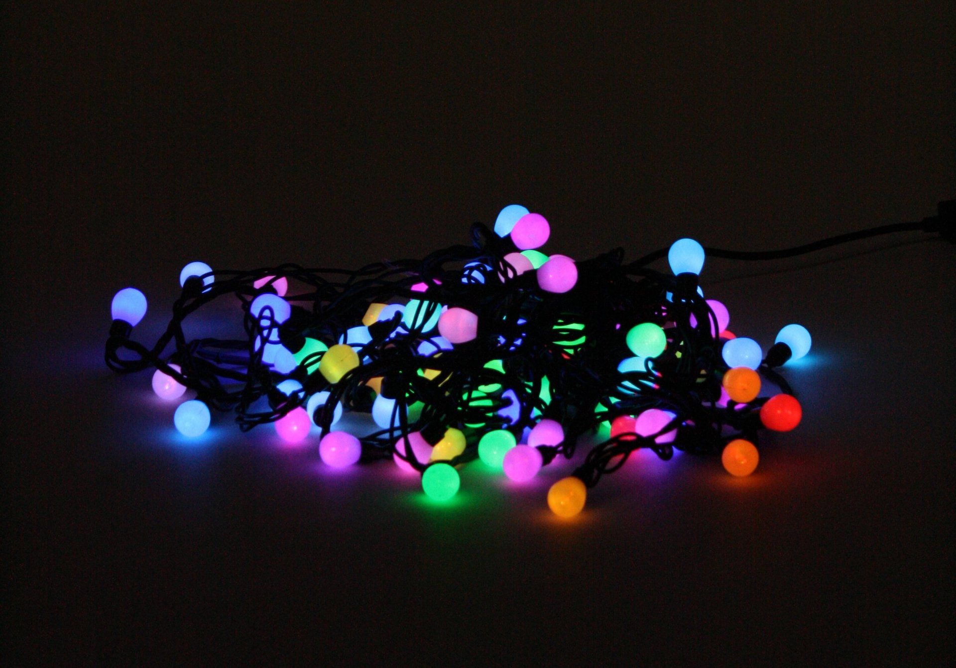 Mini Festoon lights multi coloured, bulbs go through random colour changing sequence.Hire price per 5m string with 50  bulbs $15 incl gst - up to 4 strings can be connected.
