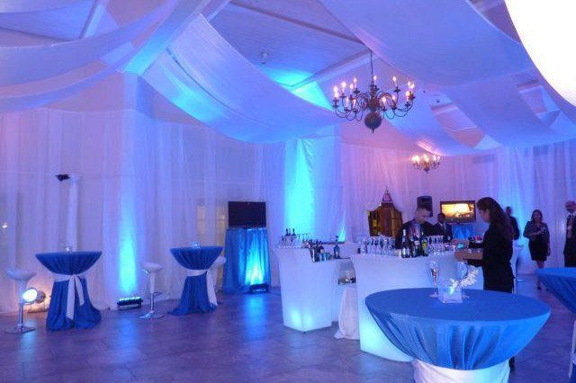 Light blue par can and wall wash lights.Light hire Auckland
