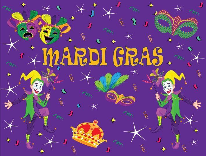 Backdrop Madi Gras 3m x 2.3m $60 Incl frame & gst