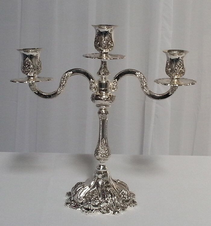 Candelabra Silver Napoleon Including 3 Candles $30