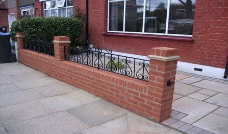 front garden brick wall with railings & gate