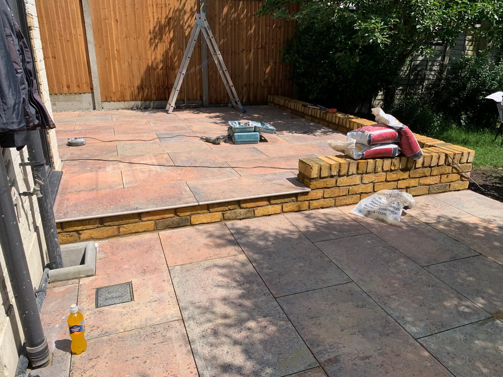 patio paving & brick wall