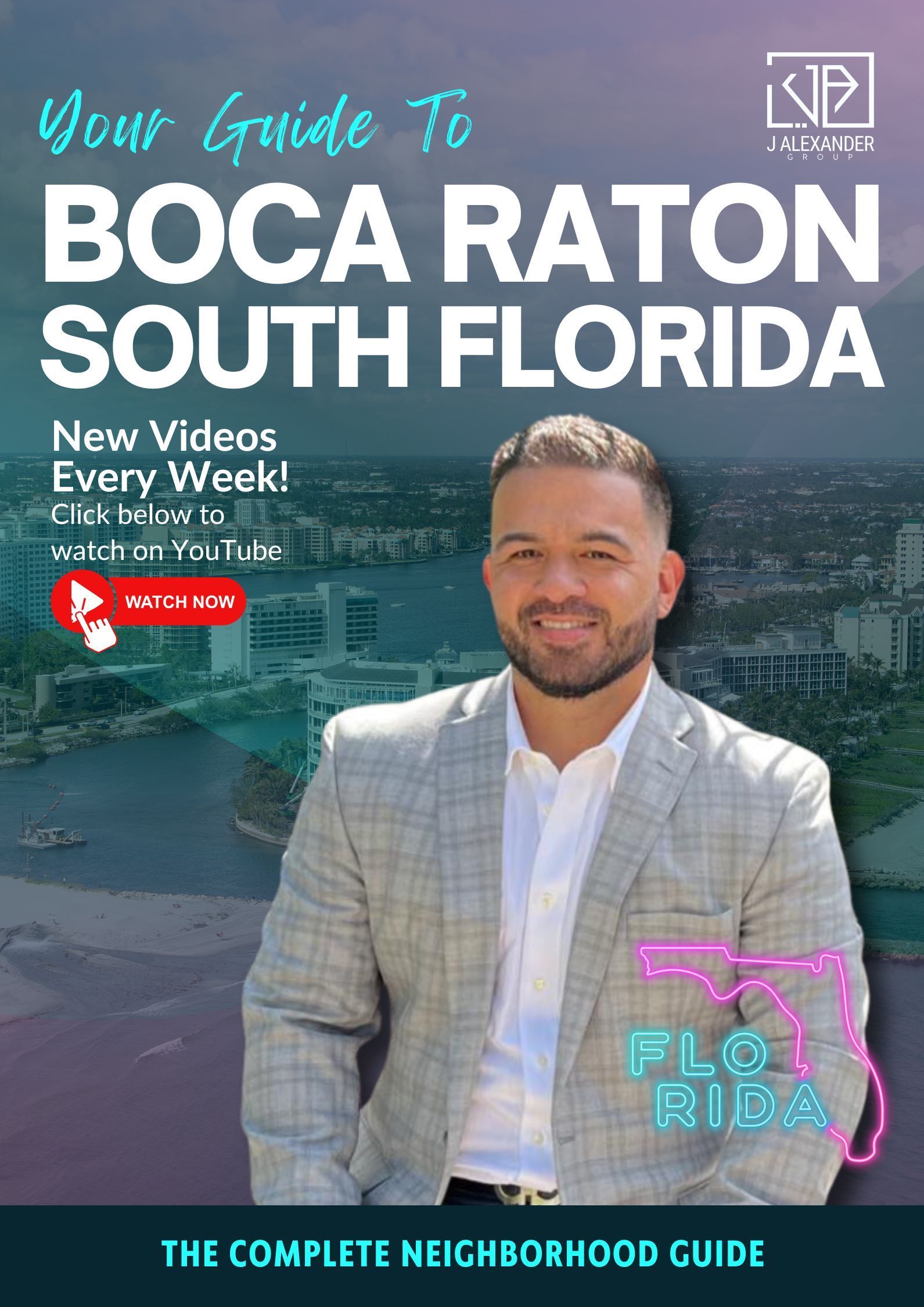 A man in a suit is on the cover of a guide to south florida.